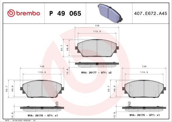 A.B.S. P 49 065 BREMBO Bremsbelagsatz, Scheibenbremse